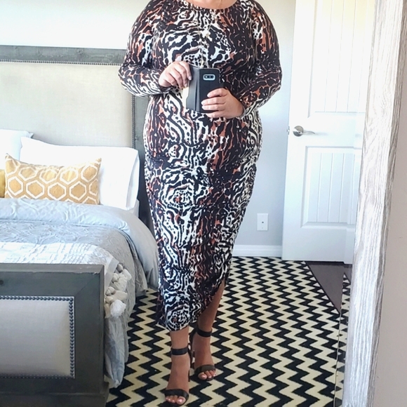 Rachel Pally Animal Print Bodycon Midi Dress 2X - Picture 10 of 15